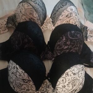 Black and Cream Lace Bras with Molded Cups